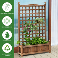 Thumbnail for Solid Wood Planter Box with Trellis Weather-resistant Outdoor