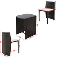 Thumbnail for 3 Pcs Wicker Patio Cushioned Outdoor Chair and Table Set