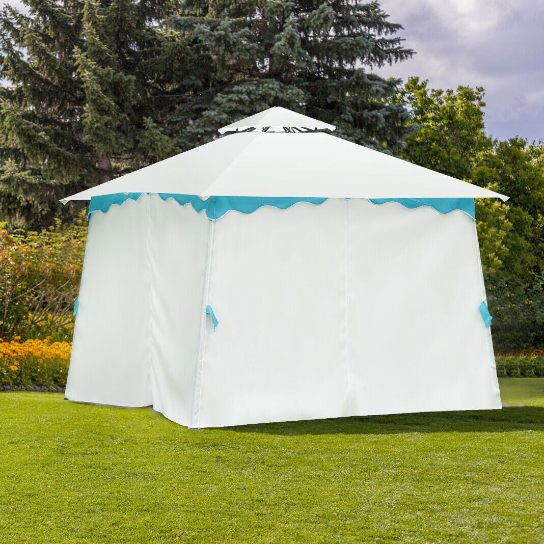 2-Tier 10' x 10' Patio Gazebo Canopy Tent w/ Side Walls