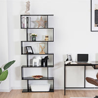 Thumbnail for 6-Tier S-Shaped Bookcase Z-Shelf Style Storage Bookshelf