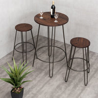 Thumbnail for 3 Pcs Wood Round Bar Table Bistro Stool Set