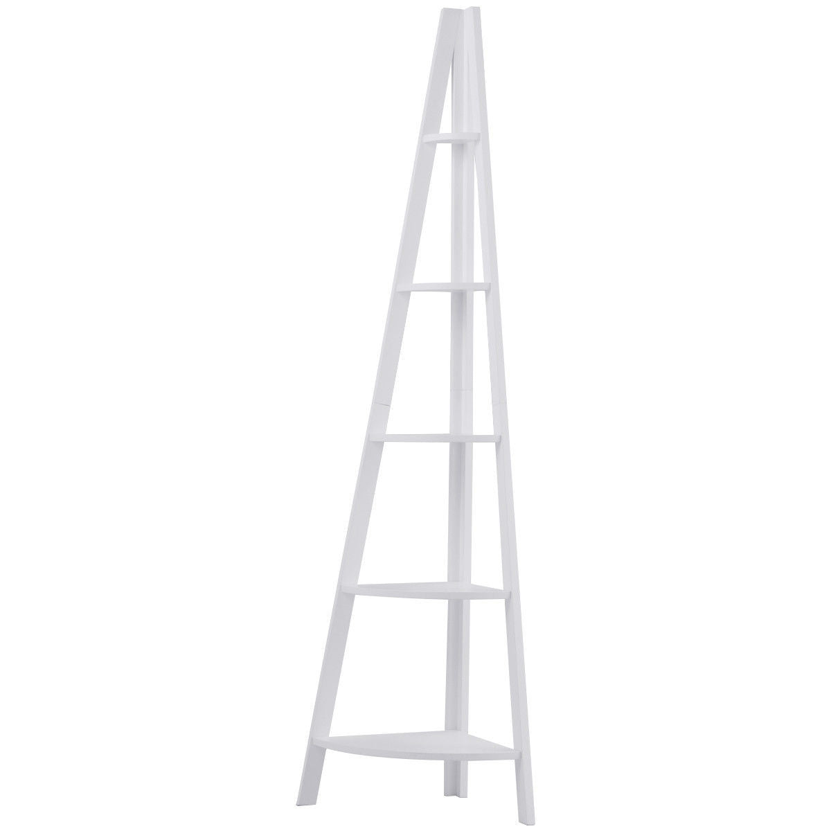 5 Tier Floor Corner Stand Ladder Shelves Bookshelf