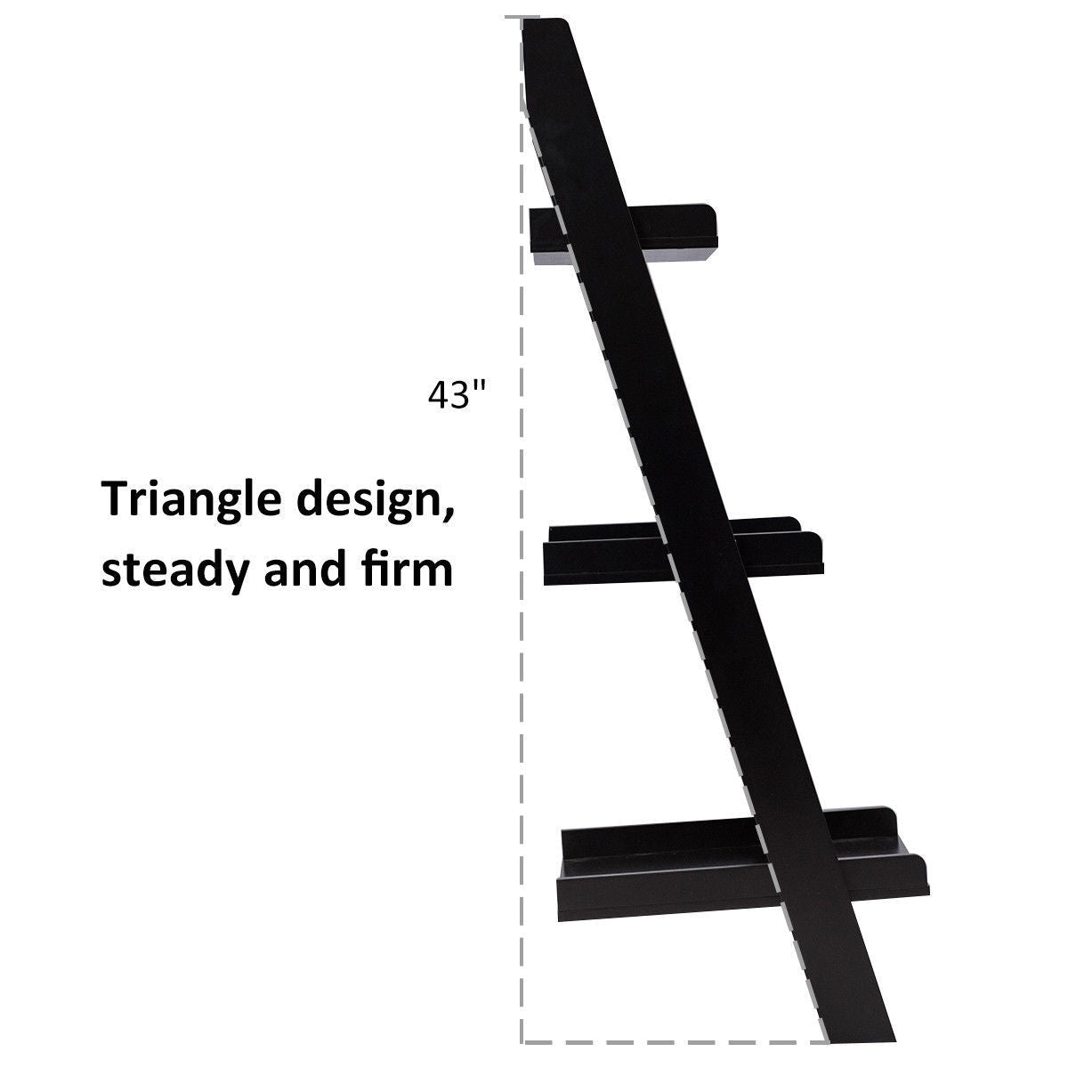 3 Tier Leaning Rack Wall Book Shelf Ladder