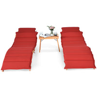 Thumbnail for 3PCS Wooden Folding Patio Lounge Chair Table Set