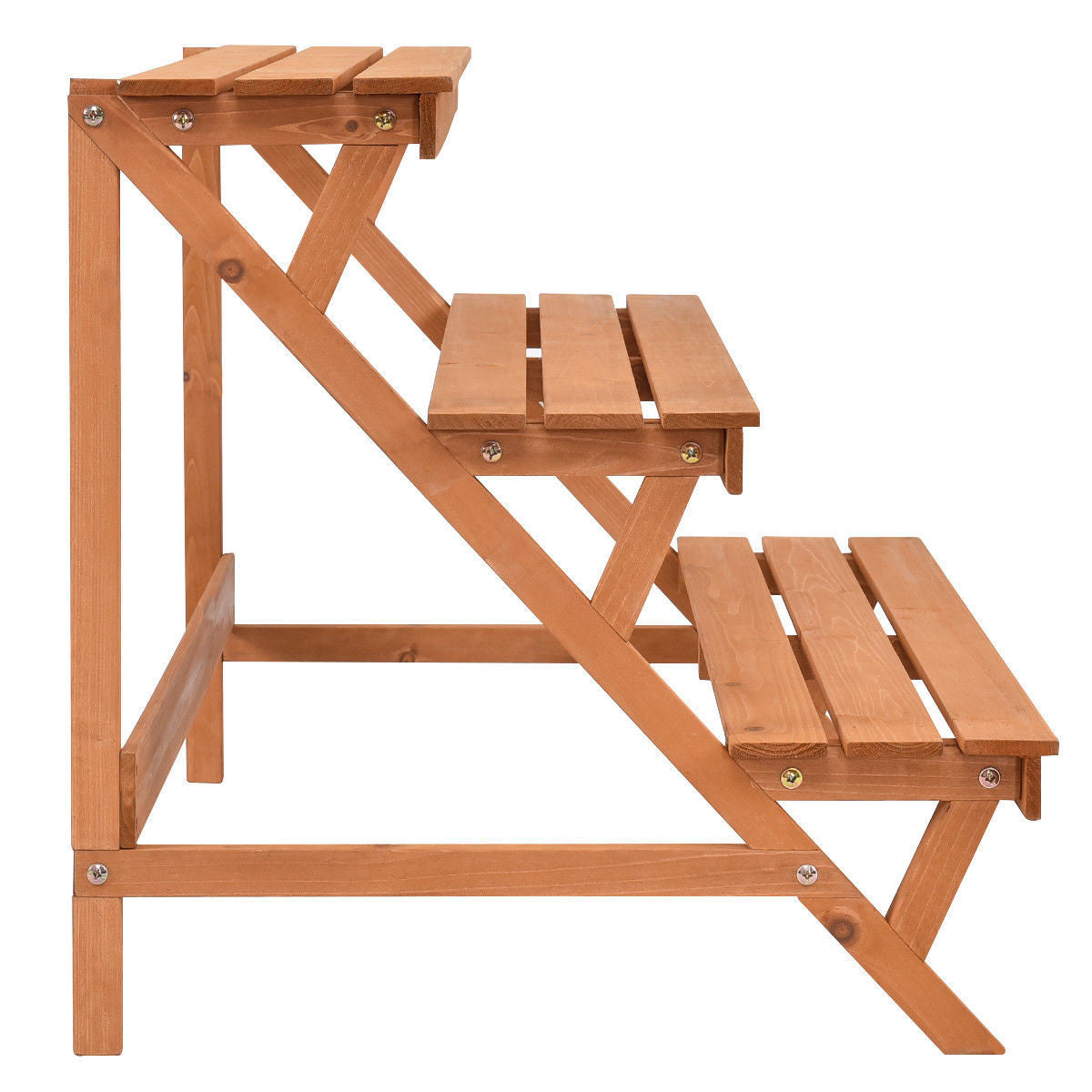 3 Tiers Wooden Step Ladder Plant Pot Rack Stand