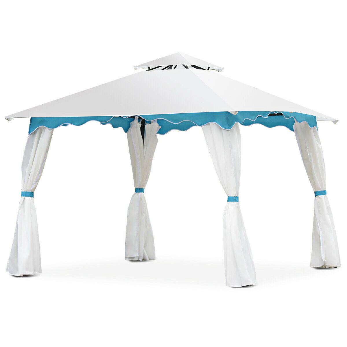 2-Tier 10' x 10' Patio Gazebo Canopy Tent w/ Side Walls