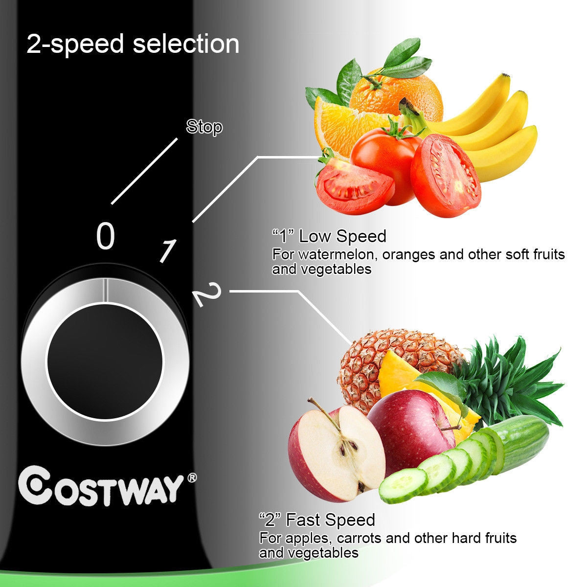 2 Speed Wide Mouth Fruit & Vegetable Centrifugal Electric Juicer