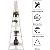 Thumbnail for 5 Tier Floor Corner Stand Ladder Shelves Bookshelf
