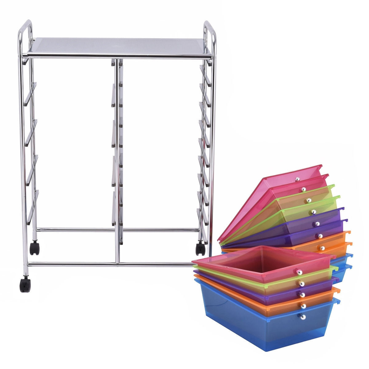 15-Drawer Utility Rolling Organizer Cart Multi-Use Storage