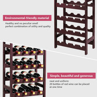 Thumbnail for Wood Wine Rack 5-Tier Bottle Display Storage Shelf Free Standing