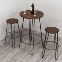 Thumbnail for 3 Pcs Wood Round Bar Table Bistro Stool Set