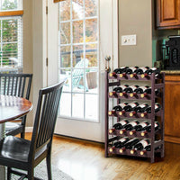Thumbnail for Wood Wine Rack 5-Tier Bottle Display Storage Shelf Free Standing