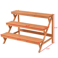 Thumbnail for 3 Tiers Wooden Step Ladder Plant Pot Rack Stand