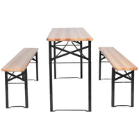 Thumbnail for 3 Pcs Folding Wooden Picnic Table Bench Set