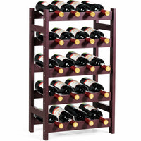 Thumbnail for Wood Wine Rack 5-Tier Bottle Display Storage Shelf Free Standing