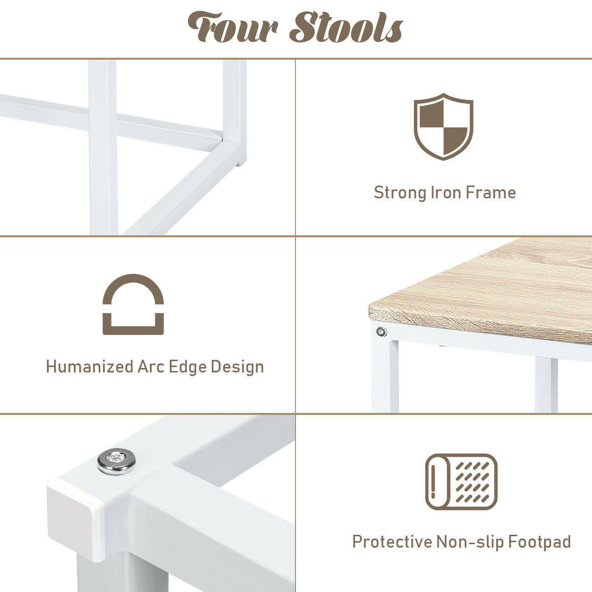 5 Pcs Dining Table And Chairs Set Compact Space Bar