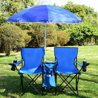 Thumbnail for Portable Folding Picnic Double Chair with Umbrella