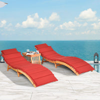 Thumbnail for 3PCS Wooden Folding Patio Lounge Chair Table Set