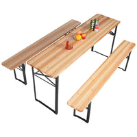 Thumbnail for 3 Pcs Folding Wooden Picnic Table Bench Set