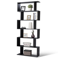 Thumbnail for 6-Tier S-Shaped Bookcase Z-Shelf Style Storage Bookshelf