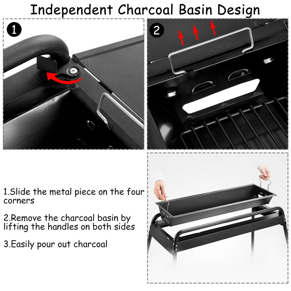 Height Adjustable Outdoor Barbecue Charcoal Grill Stove