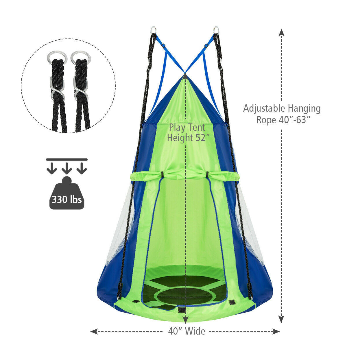 Kids Hanging Chair Swing Tent Set