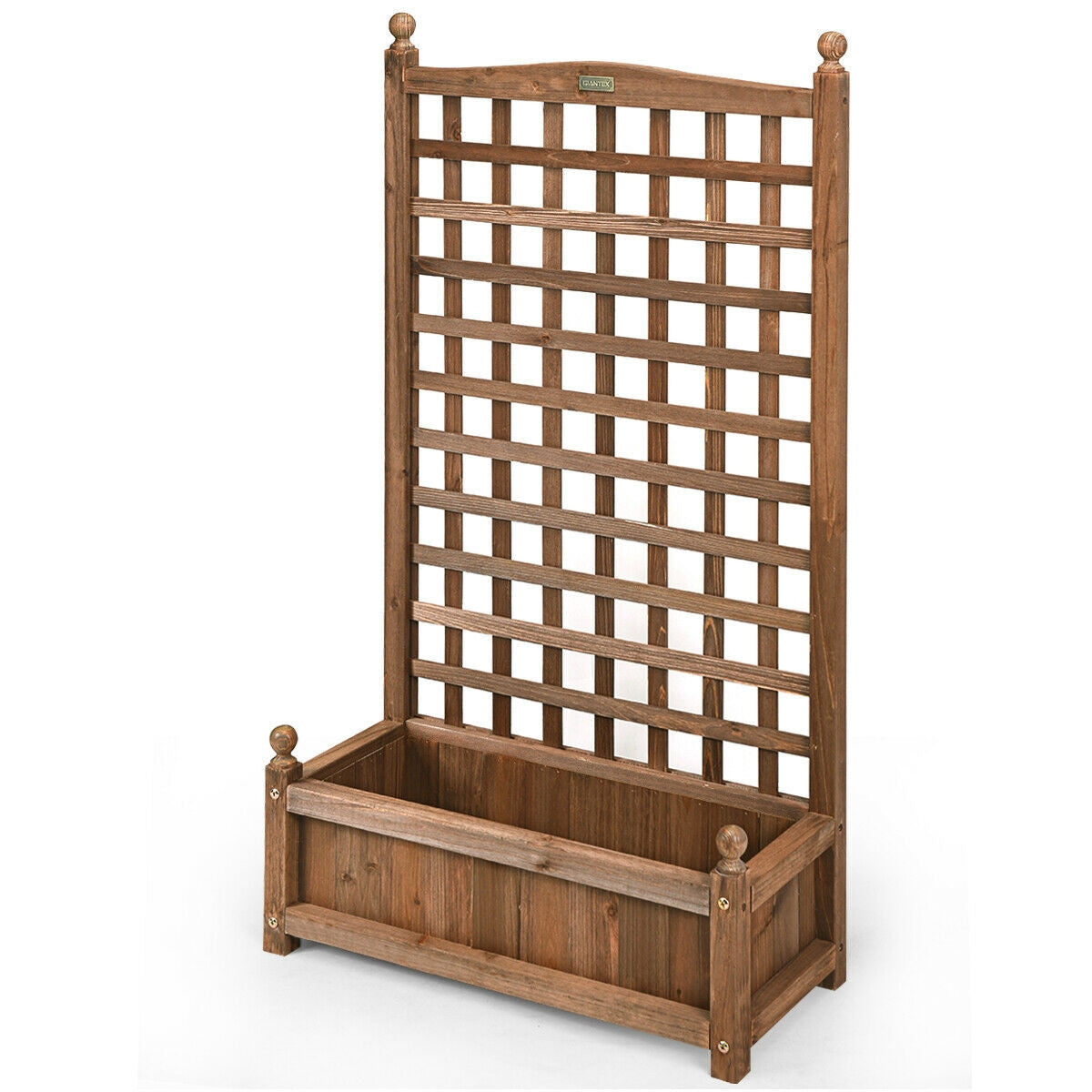 Solid Wood Planter Box with Trellis Weather-resistant Outdoor