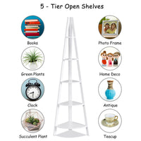 Thumbnail for 5 Tier Floor Corner Stand Ladder Shelves Bookshelf