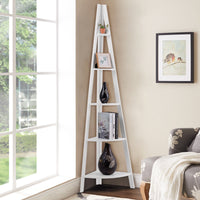 Thumbnail for 5 Tier Floor Corner Stand Ladder Shelves Bookshelf