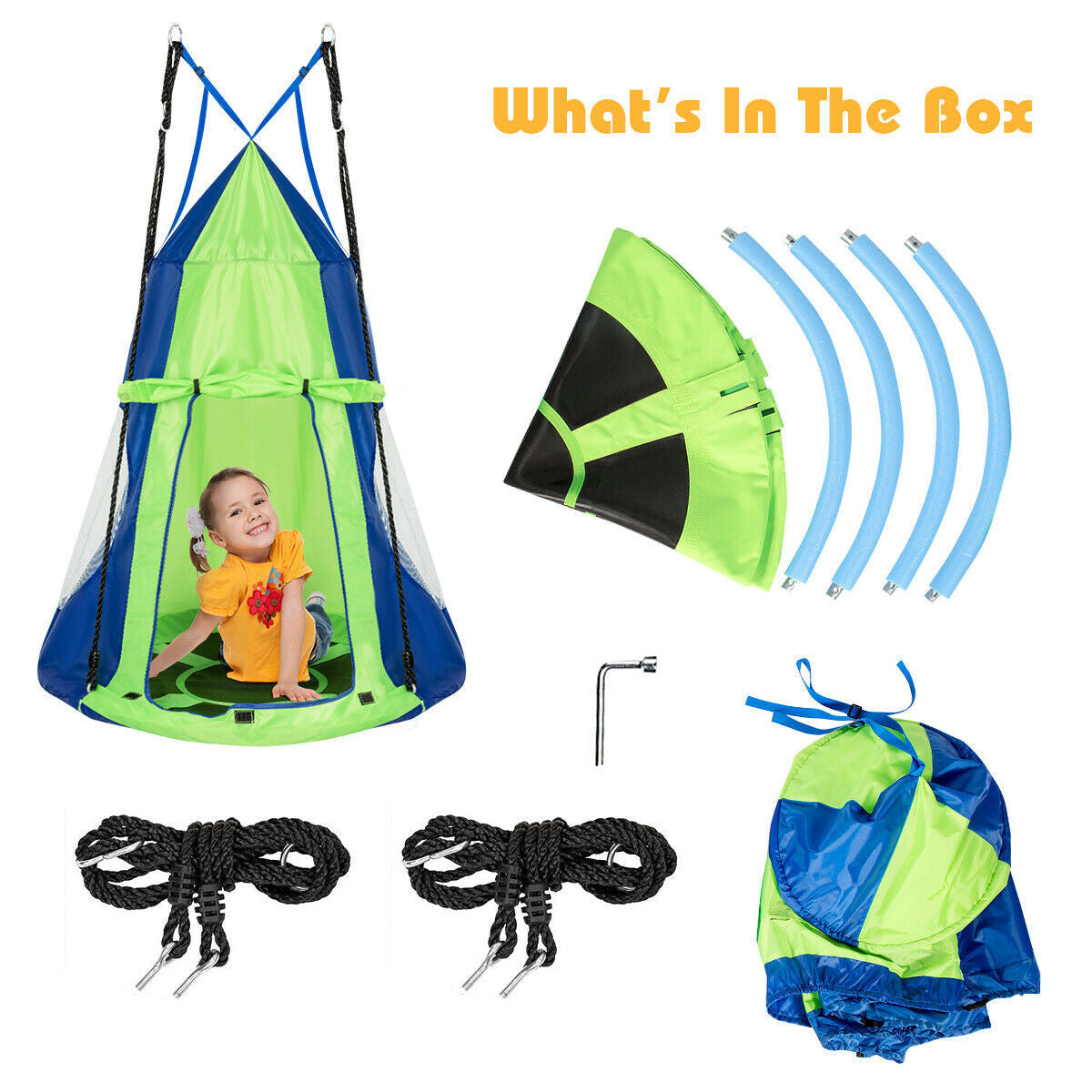 Kids Hanging Chair Swing Tent Set