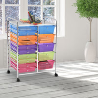 Thumbnail for 15-Drawer Utility Rolling Organizer Cart Multi-Use Storage