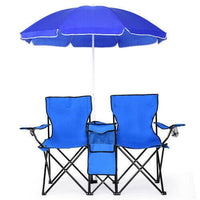 Thumbnail for Portable Folding Picnic Double Chair with Umbrella