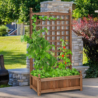 Thumbnail for Solid Wood Planter Box with Trellis Weather-resistant Outdoor