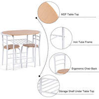 Thumbnail for 3 Pcs Home Kitchen Bistro Pub Dining Table 2 Chairs Set