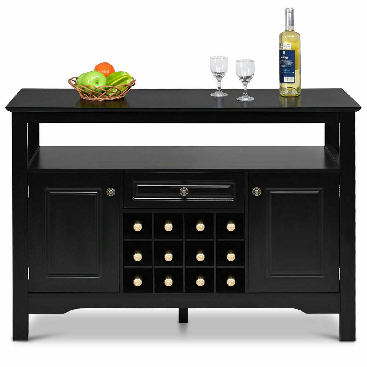 Elegant Classical Multifunctional Wooden Wine Cabinet Table