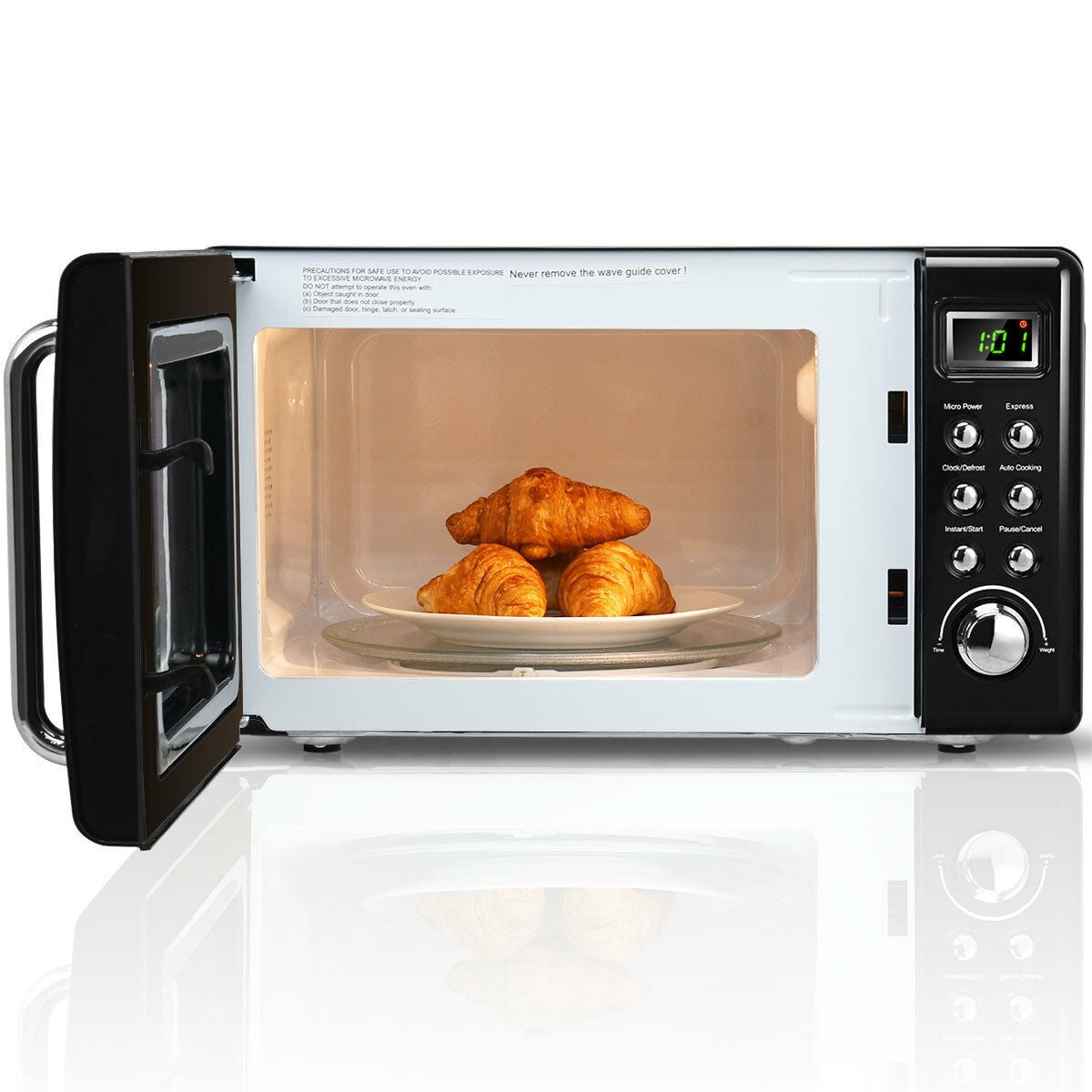 700W Glass Turntable Retro Countertop Microwave Oven