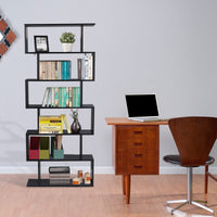 Thumbnail for 6-Tier S-Shaped Bookcase Z-Shelf Style Storage Bookshelf