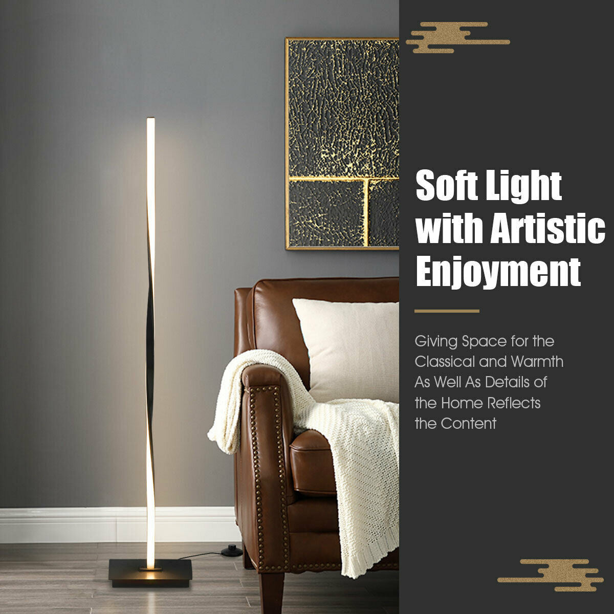 48" Helix LED Floor Lamp Modern Standing Pole Light
