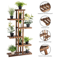 Thumbnail for 6 Tier Garden Wooden Shelf Storage Plant Rack Stand