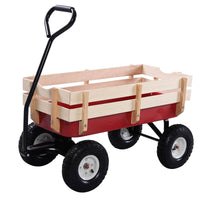 Thumbnail for Outdoor Pulling Garden Cart Wagon with Wood Railing