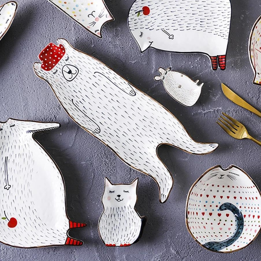 Cartoon Animal Ceramic Dish Plates PeekWise