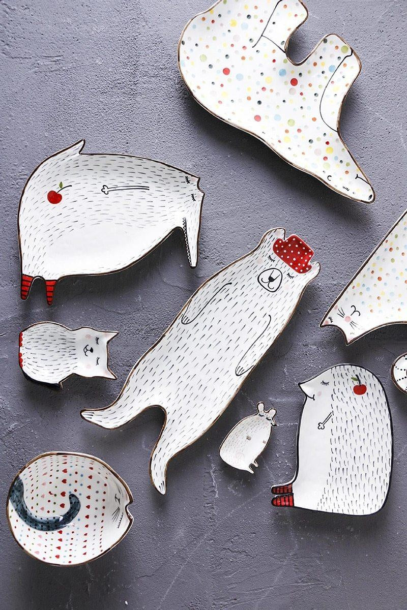 Cartoon Animal Ceramic Dish Plates PeekWise