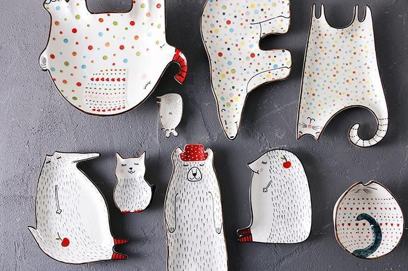 Cartoon Animal Ceramic Dish Plates PeekWise