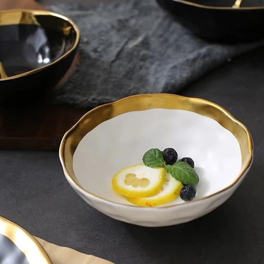 Ceramic Salad Bowl Gold PeekWise