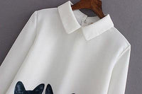 Thumbnail for Cat Chiffon Long-Sleeve Blouse