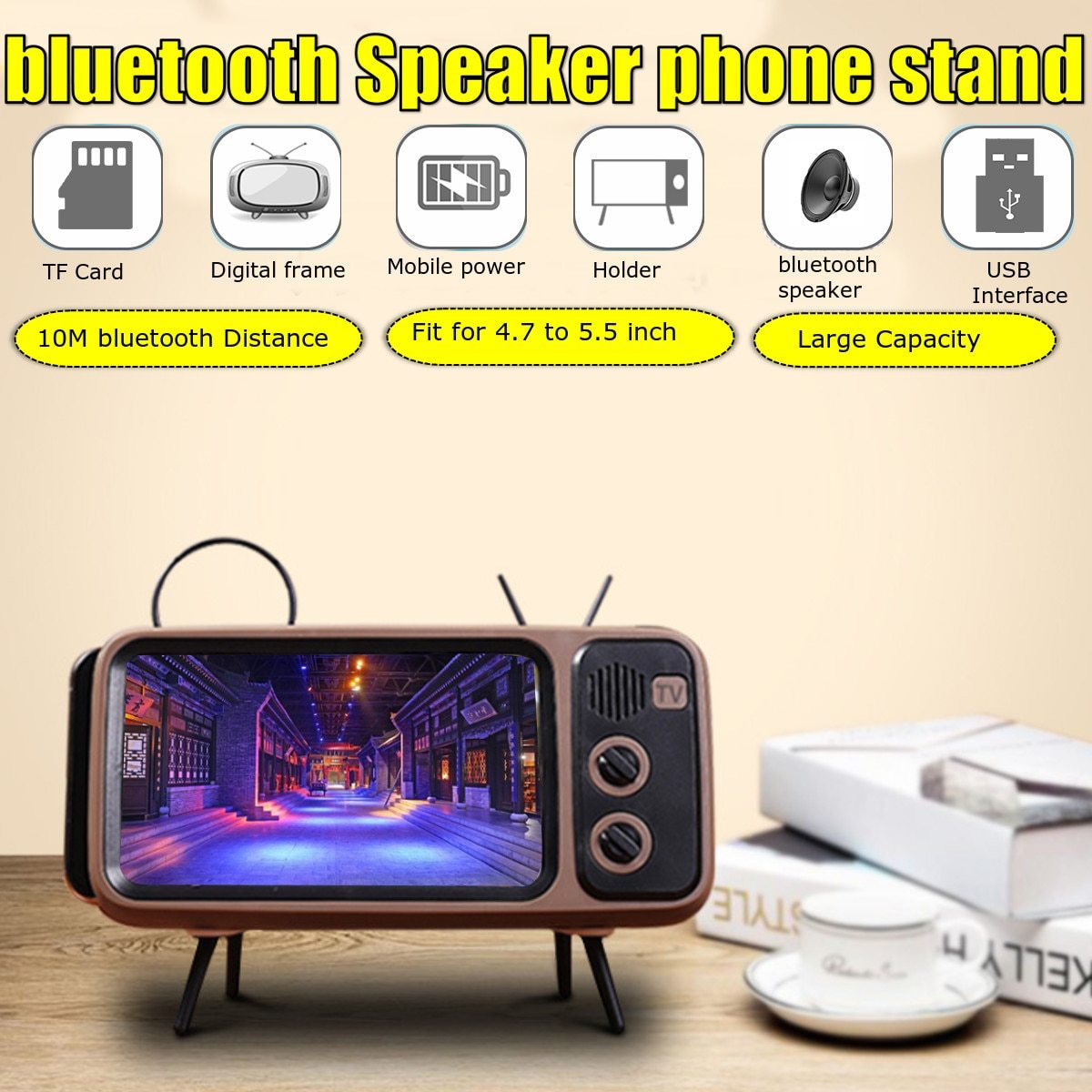 Retro TV Bluetooth Speaker Mobile Phone Holder