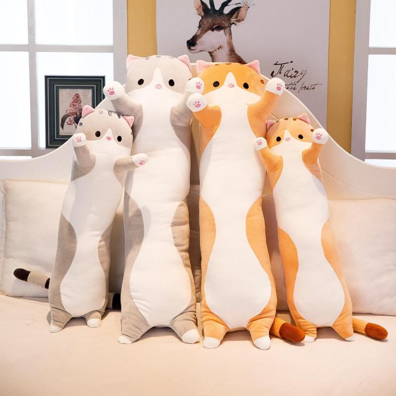 Cute Cat Long Plush Pillow PeekWise