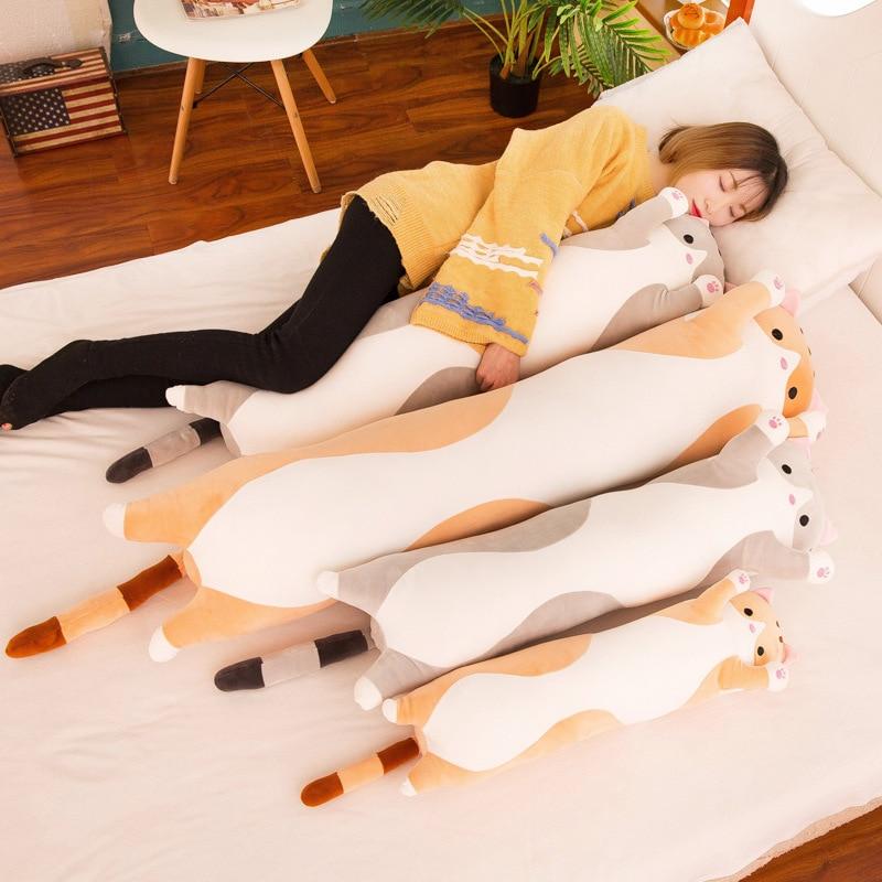 Cute Cat Long Plush Pillow PeekWise