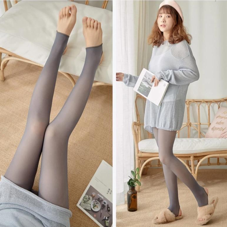 Fake Translucent Warm Fleece Pantyhose