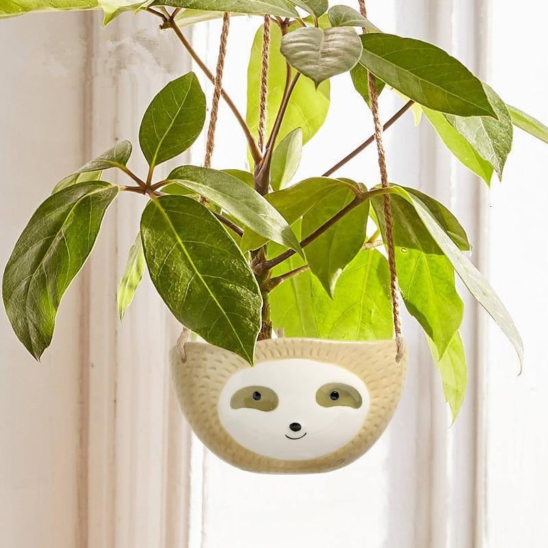 Hanging Sloth Flower Pot PeekWise